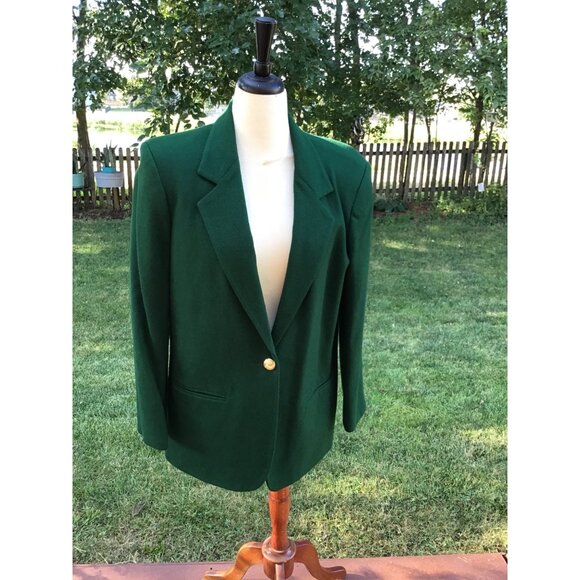 Vintage Savanna 4 Womens Green Wool Blazer Size 12 Single Button - Picture 1 of 8
